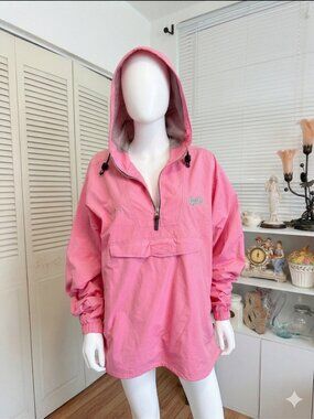 Pink Hooded Anorak Pullover Jacket J America size M